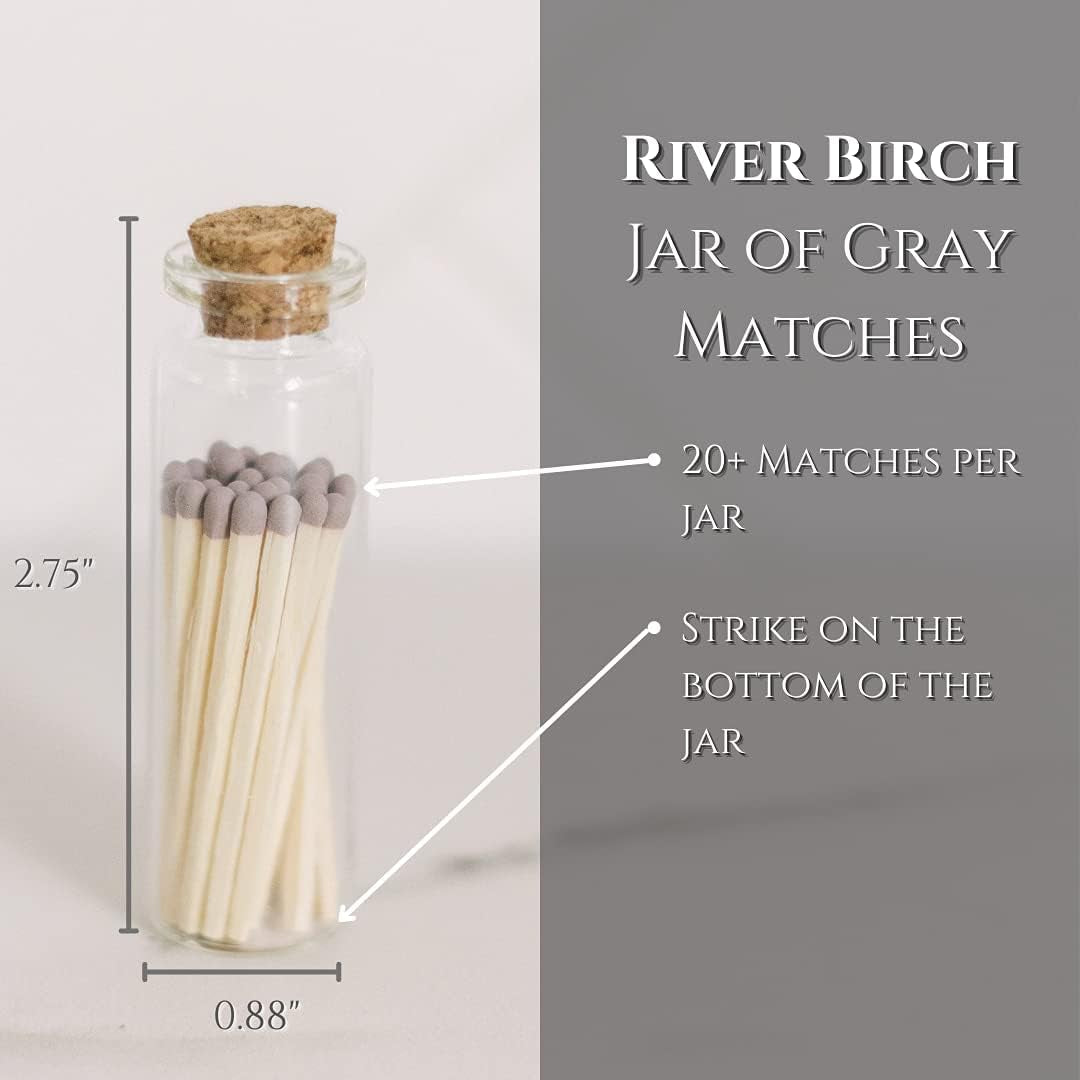 Decorative Matches in a Bottle with Striker - Cute & Colored Matches - 3 Bottles, Gray Tip, 60 Matches